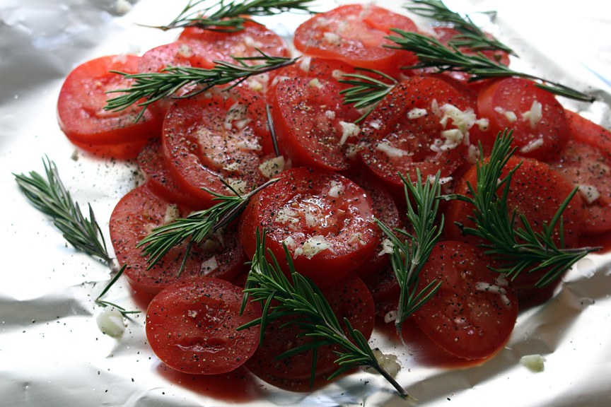 roasted tomatoes prep before the oven