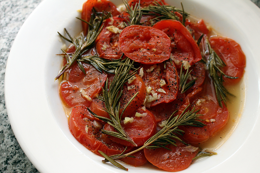 roasted tomatoes wide shot