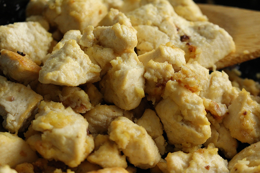 vegan egg scramble close up shot