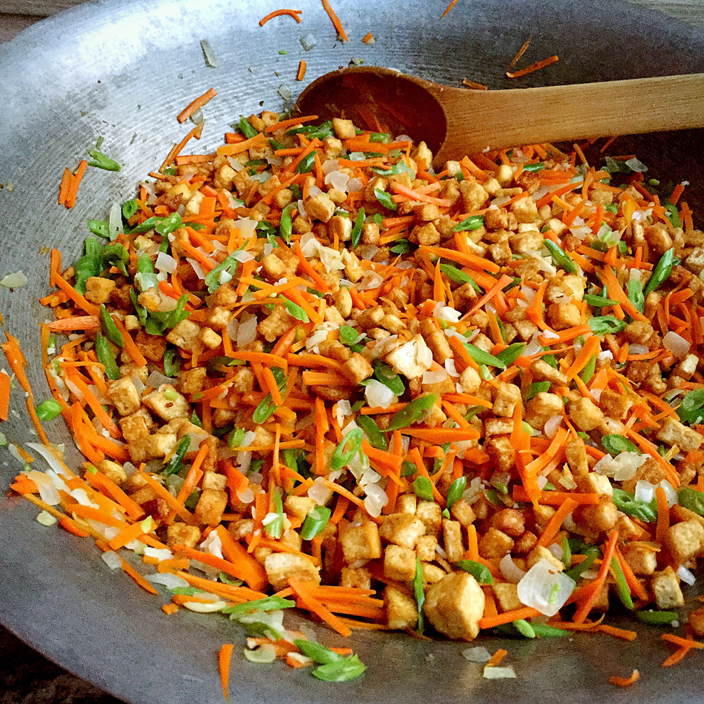 vegan pancit palabok being cooked