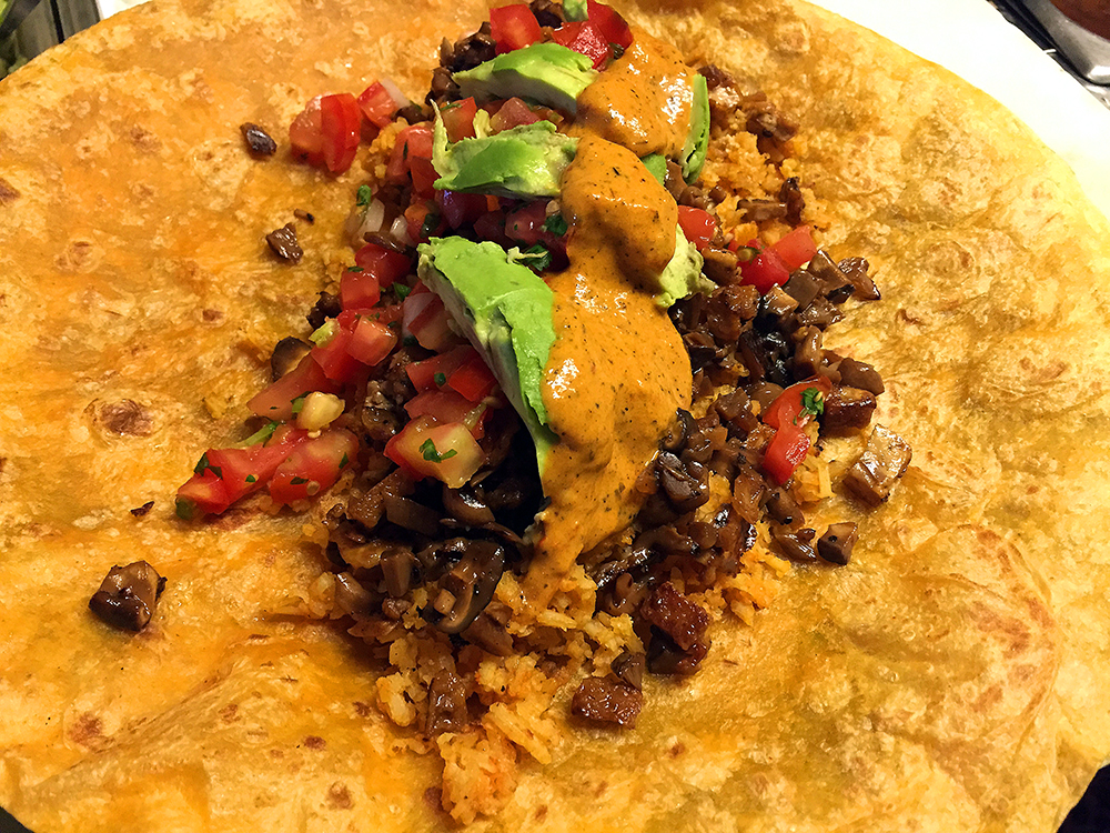 vegan sisig burrito at papalote restaurant